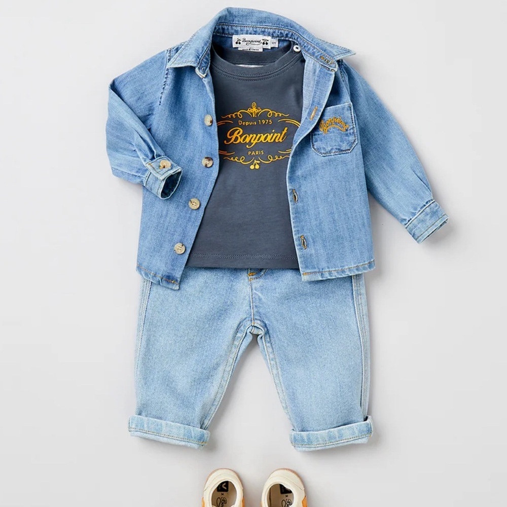 Bonpoint SUMMER 2023 BABY BOY'S LOOK DENIM SHIRT